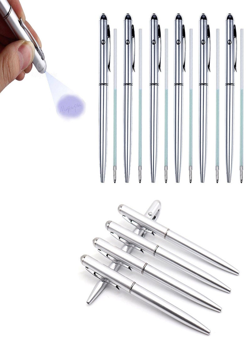 SYOSI قلم حبر غير مرئي، 10 قطع قلم سحري مع ضوء متوهج، قلم فضي للرسم السحري للكتابة، قلم خفيف، أقلام حبر جاف، قلم سري سحري، للوحات الليلية، هدايا الحفلات - Image 1