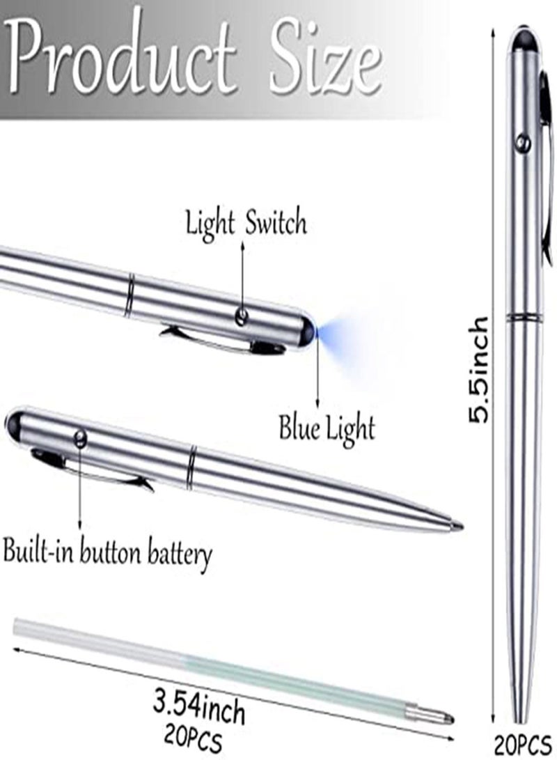 SYOSI قلم حبر غير مرئي، 10 قطع قلم سحري مع ضوء متوهج، قلم فضي للرسم السحري للكتابة، قلم خفيف، أقلام حبر جاف، قلم سري سحري، للوحات الليلية، هدايا الحفلات - Image 4