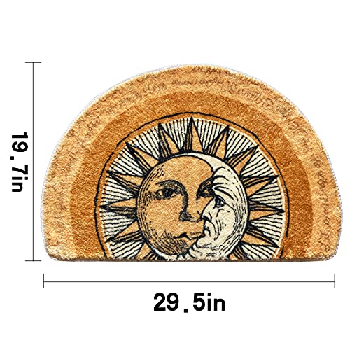 WERGHJ Half Round Door Mat, Semi Circle Bathroom Floor Rug, Tarot Sun Moon Welcome Entrance Way Mat, Non-Slip Absorbent Microfiber Tufted Indoor Rug for Kitchen Living Room - Image 4