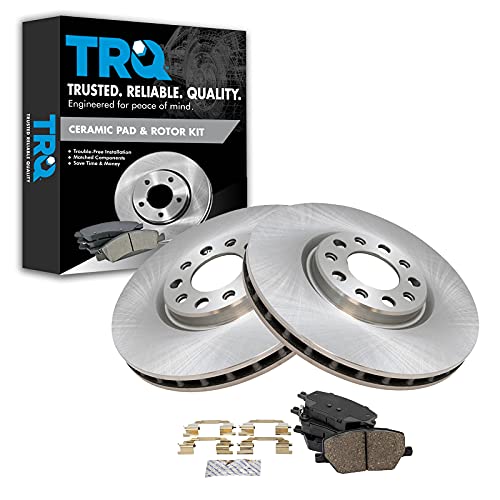 TRQ Front Brake Pad & Rotor Kit Brake Pads Brake Rotor Ceramic Compatible with 2016-2019 Fiat 500X 2018-2021 Jeep Compass 2015-2020 Renegade - Image 1