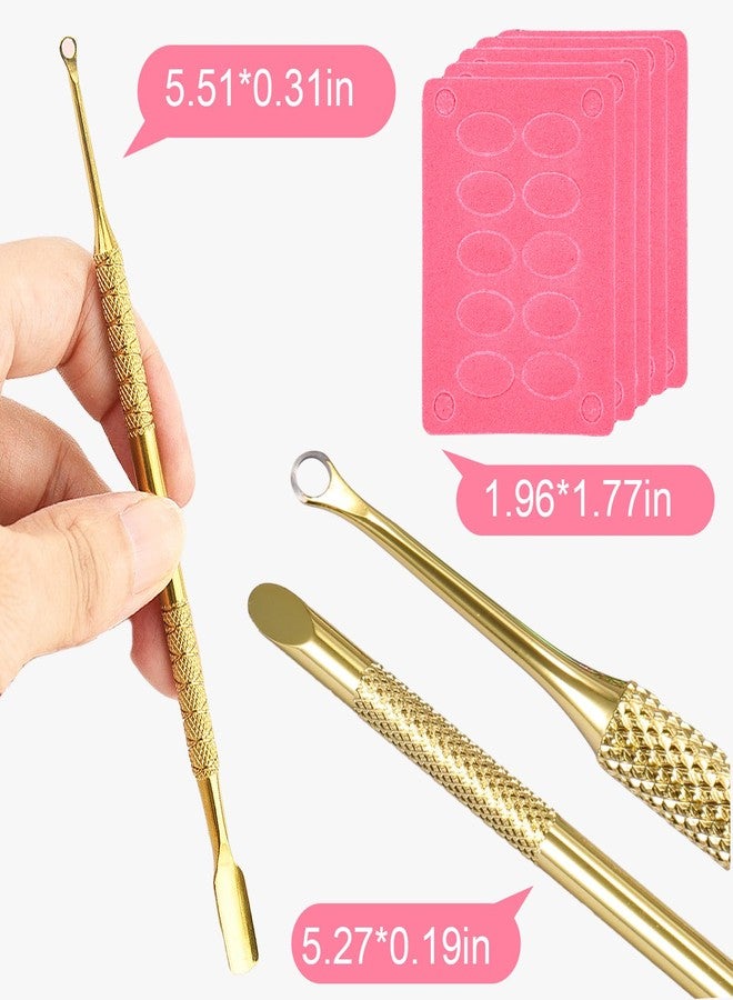 JERCLITY 2 Pieces Gold Double-Ended Stainless Steel Cuticle Pusher Cuticle Remover With 150 Grit Sandpaper Sheets Nail Prep Tools Russian Manicure Kit Nail Cuticle Pusher for Women - Image 2