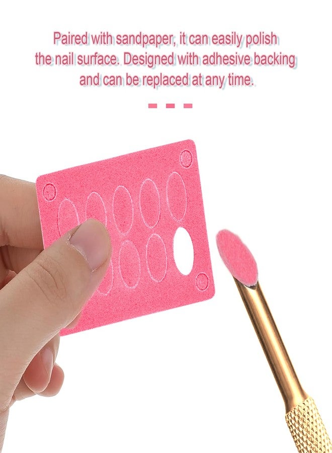 JERCLITY 2 Pieces Gold Double-Ended Stainless Steel Cuticle Pusher Cuticle Remover With 150 Grit Sandpaper Sheets Nail Prep Tools Russian Manicure Kit Nail Cuticle Pusher for Women - Image 4