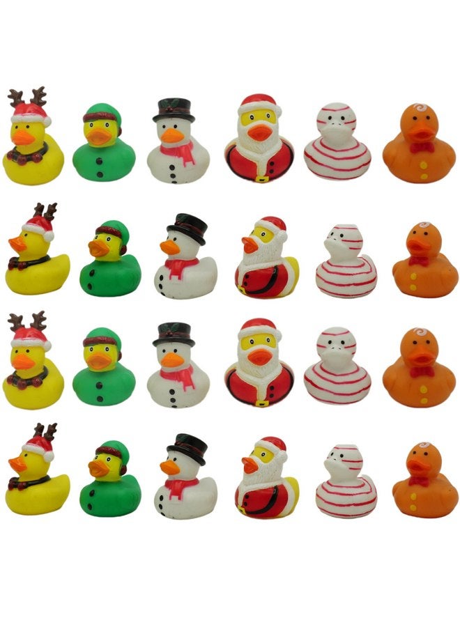 4E's Novelty Christmas Rubber Ducks Bulk (24 Pack) Holiday Themed Rubber Duckies 2.5" - for Kids Party Favors, Bath Toys, Jeep Ducking, Bulk Gifts for Classroom by 4E's Novelty - Image 1