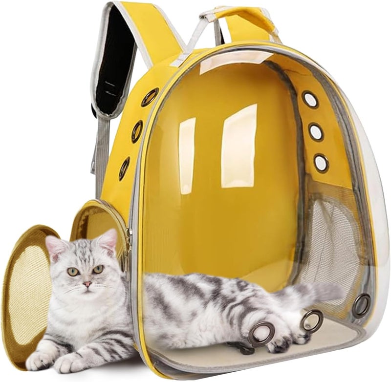 Neostyle Cat Carrier Bubble Bag, Transparent Breathable Capsule Backpack, Pet Convenient Carrier Bag for Small and Medium Cats Dogs. Hiking, outdoor use (Yellow) - Image 1