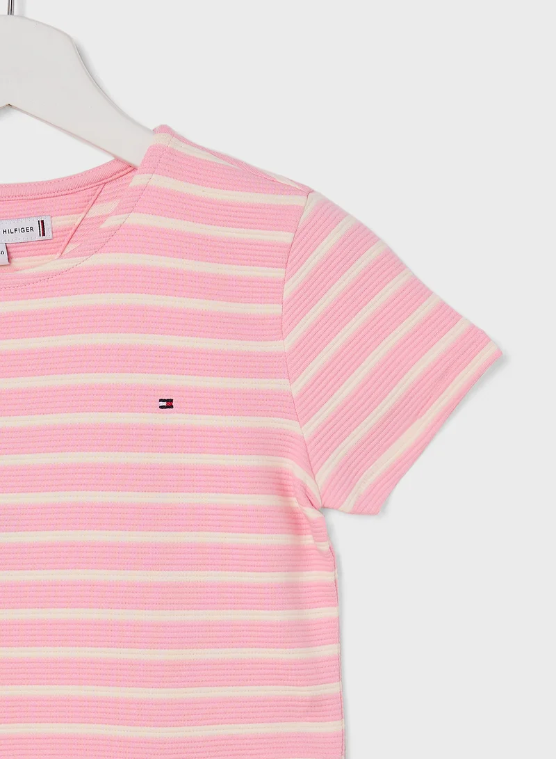تومي هيلفيغر Youth Ottoman Skater Stripe Mini Dress