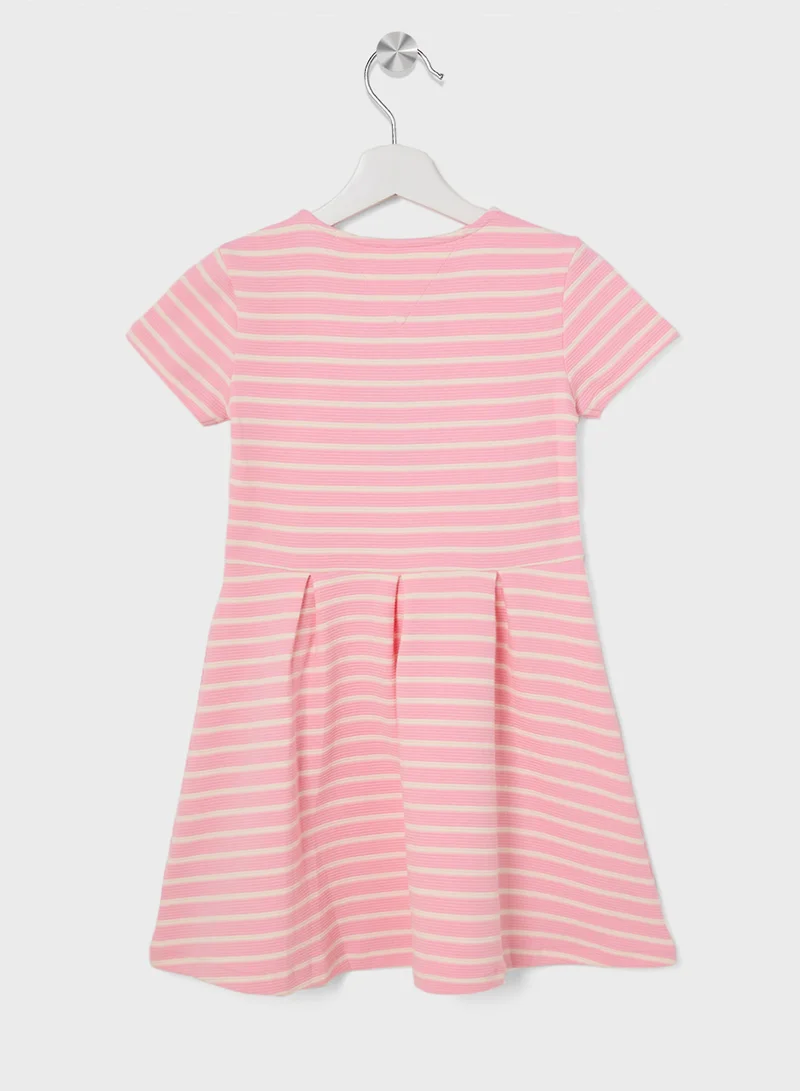 تومي هيلفيغر Youth Ottoman Skater Stripe Mini Dress