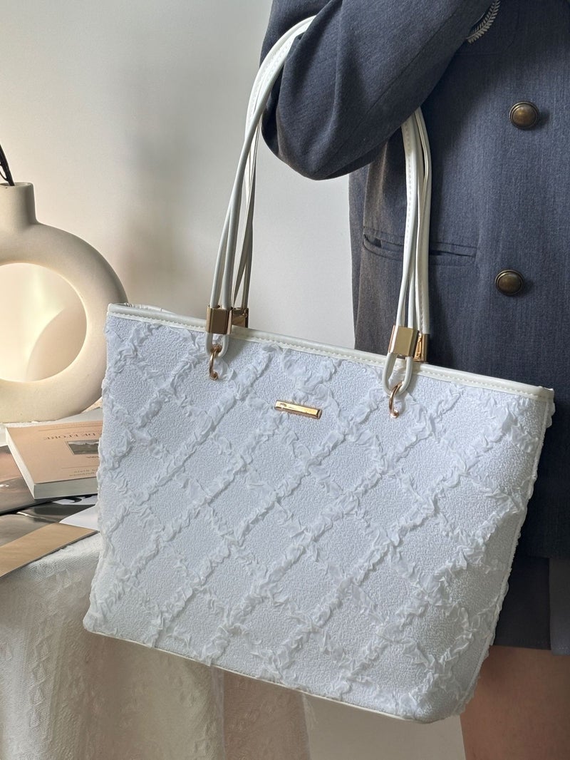 Tote Bag Trendy Niche Large-Capacity Commuter Shoulder Bag Simple Quilted Satchel Armpit Bag - Image 2