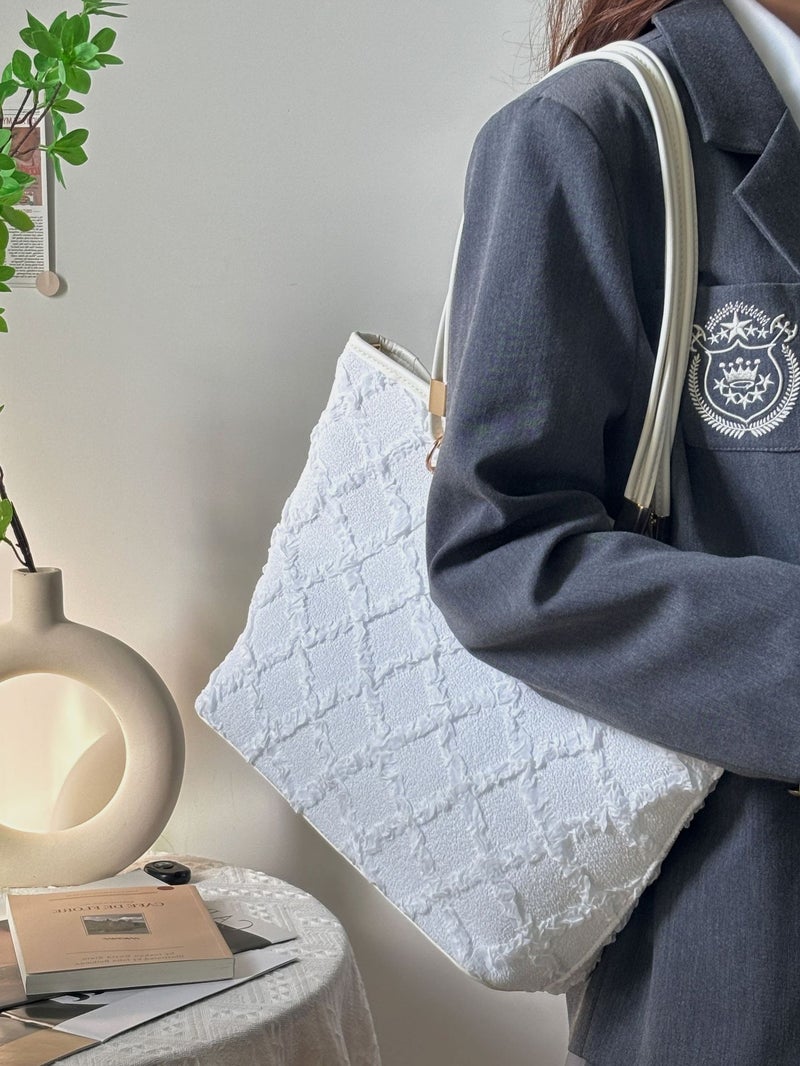 Tote Bag Trendy Niche Large-Capacity Commuter Shoulder Bag Simple Quilted Satchel Armpit Bag - Image 4