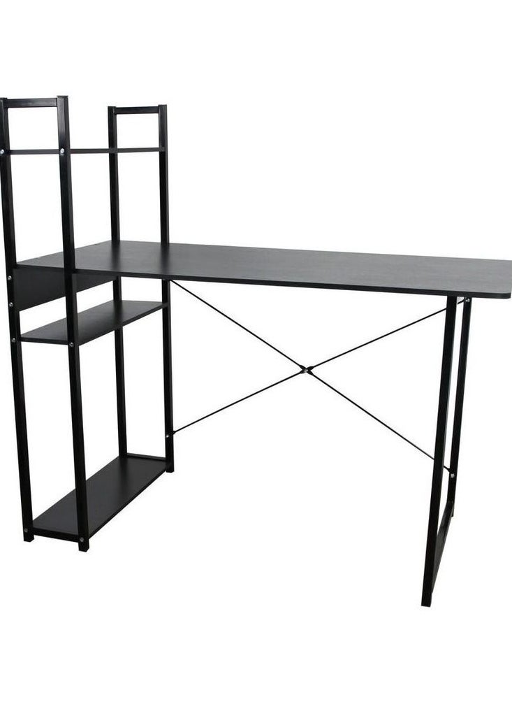 Generic - High Quality Home Office Table Useful For Studying Writing Drawing Or A Work Surface In A Home Workshop You Can Use A Computer Laptop Or Typewriter Flexible Ideal Modern And Simple Design For The Office Durable And Strong And Does Not Shake The Position Of The Shelves Attached To The Office Table Is Flexible You Can Place It On The Right Or Left Of The Office According To Your Need It Has Four Layers Shelves To Place Your Books Or Needs Such As The Alarm Clock Or Pencil Case And On The Desktop You Can Eat And Drink Your Coffee And For Decoration You Can Place A Vase Or A Picture Board The Lower Space Of The Table Is Suitable For People Of All Heights Black Color - Image 1
