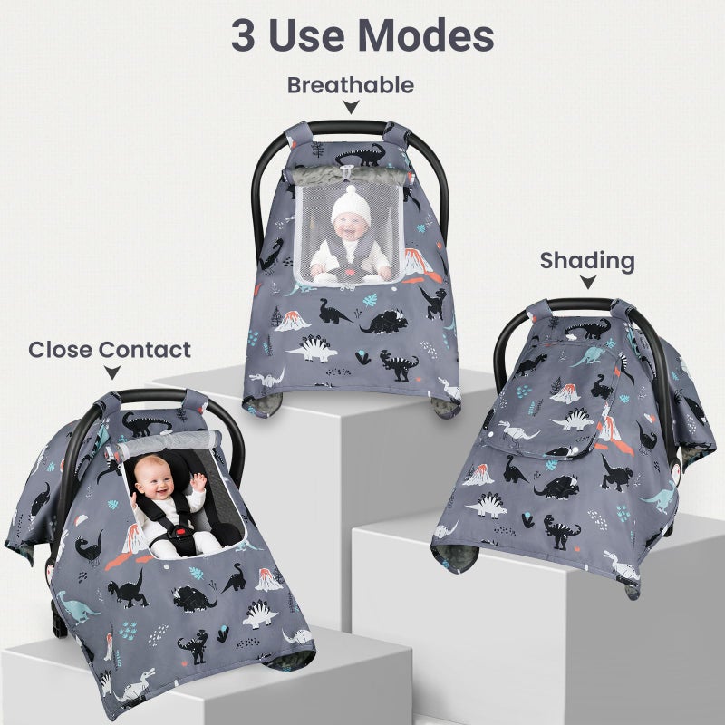Bnditeu Car Seat Cover Baby, Carseat Covers Baby with 2 Layers Breathable Zipper Windows, Windproof Infant Car Seat Cover, Kick-Proof Baby Carrier Cover for Baby Boy Newborn Essentials - Image 2