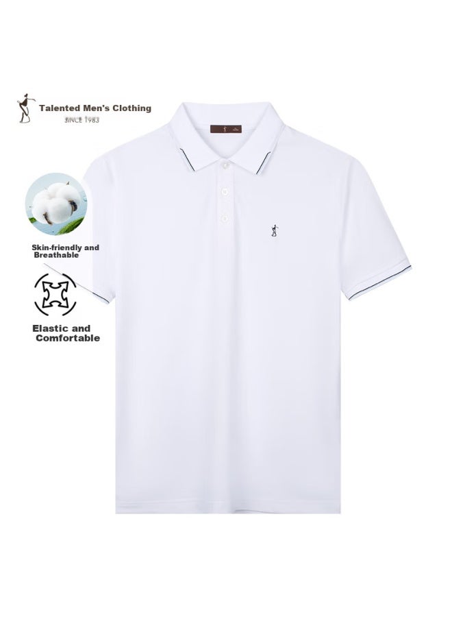 Tries Men's Short Sleeve Polo Shirt Solid Color Business 25 New Xinjiang Cotton Breathable Cool Feeling Contrast Collar Father's Day Gift - Image 3