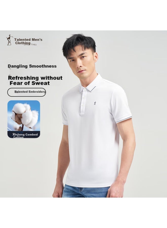 Tries Men's Short Sleeve Polo Shirt Solid Color Business 25 New Xinjiang Cotton Breathable Cool Feeling Contrast Collar Father's Day Gift - Image 1
