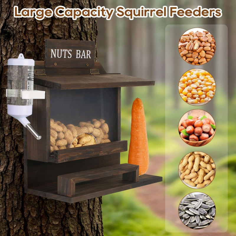 WHEARTED Squirrel Feeders for Outside, Large Carbonized Squirrel Feeder Chipmunk House, Funny Squrrill Nuts Bar, Durable Wooden Squirrel Corn Cob Feeder, No Assembly Required - Image 3
