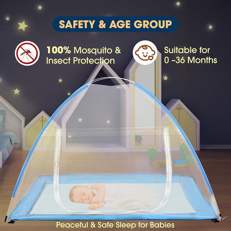 TULSI NETS Baby Mosquito Net, Bottomless Net for Safe and Easy to Use, Portable and Foldable, Suitable for Babies and Toddlers 0-36 Months, Size 4 Ft x 2.5 Ft (White) - Image 2