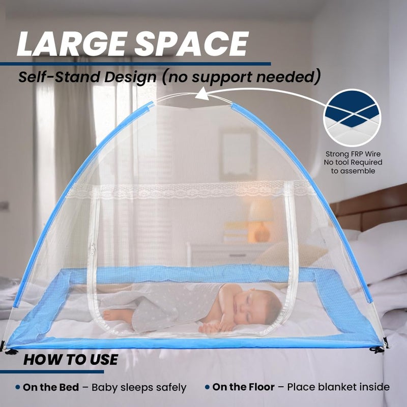 TULSI NETS Baby Mosquito Net, Bottomless Net for Safe and Easy to Use, Portable and Foldable, Suitable for Babies and Toddlers 0-36 Months, Size 4 Ft x 2.5 Ft (White) - Image 4