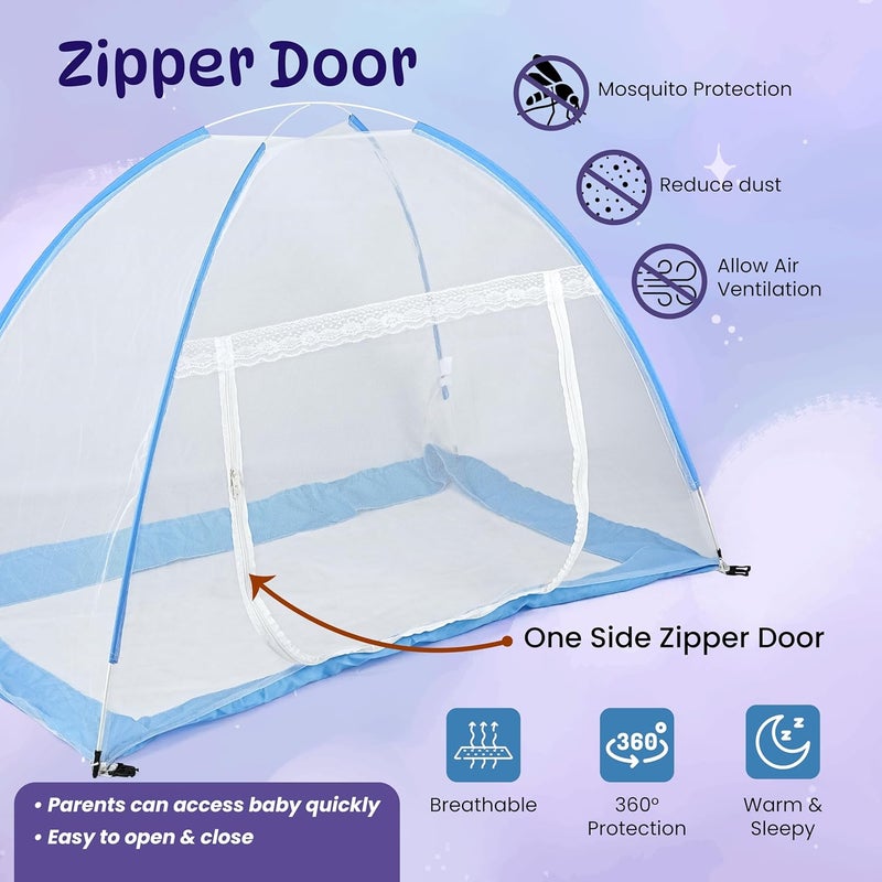 TULSI NETS Baby Mosquito Net, Bottomless Net for Safe and Easy to Use, Portable and Foldable, Suitable for Babies and Toddlers 0-36 Months, Size 4 Ft x 2.5 Ft (White) - Image 3