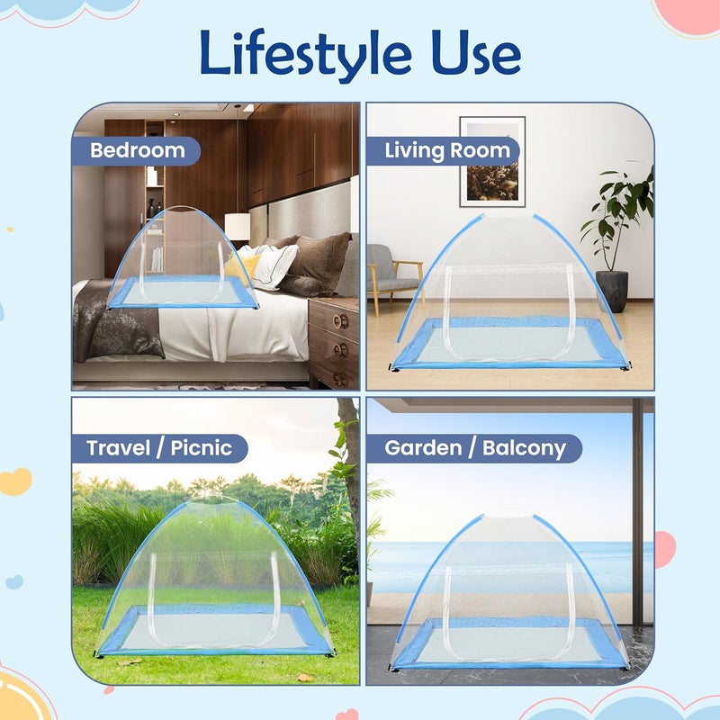 TULSI NETS Baby Mosquito Net, Bottomless Net for Safe and Easy to Use, Portable and Foldable, Suitable for Babies and Toddlers 0-36 Months, Size 4 Ft x 2.5 Ft (White) - Image 5