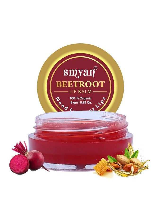 Smyan - Beetroot Lip Balm Organic For Women & Men Tinted Lip Balm / Organic Lip Balm For Dark Lips To Lighten Dry / Chapped Lips With Honey Shea Butter Cocoa Butter & Almond Oil Women & Men 8G - Image 1