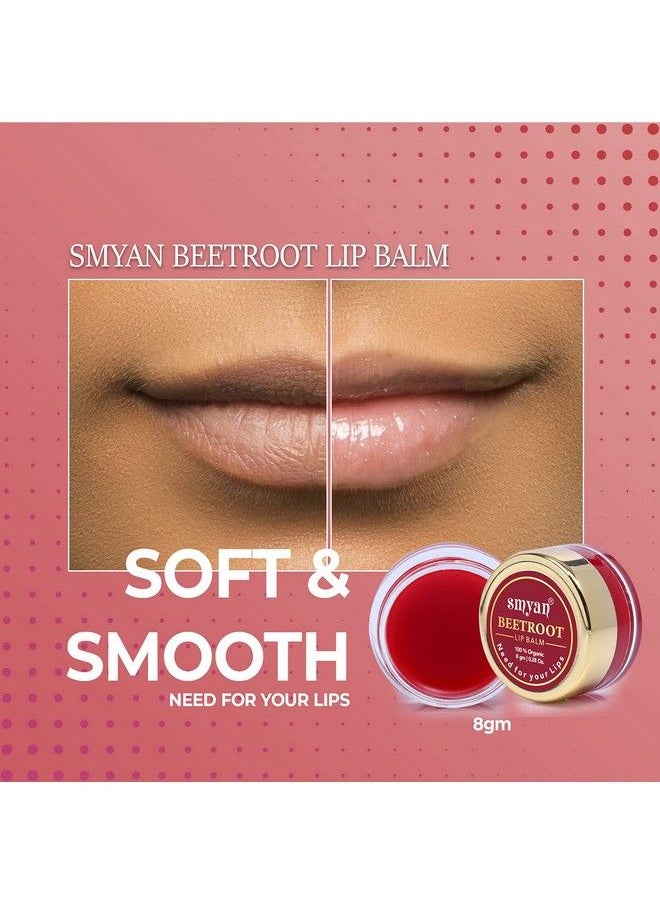 Smyan - Beetroot Lip Balm Organic For Women & Men Tinted Lip Balm / Organic Lip Balm For Dark Lips To Lighten Dry / Chapped Lips With Honey Shea Butter Cocoa Butter & Almond Oil Women & Men 8G - Image 1