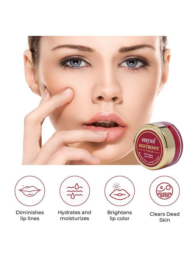 Smyan - Beetroot Lip Balm Organic For Women & Men Tinted Lip Balm / Organic Lip Balm For Dark Lips To Lighten Dry / Chapped Lips With Honey Shea Butter Cocoa Butter & Almond Oil Women & Men 8G - Image 1