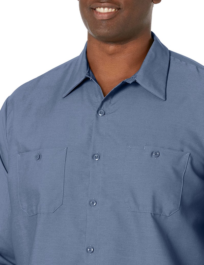 Red Kap Men's Industrial Work Shirt, Regular Fit, Long Sleeve, Postman Blue, X-Large - Image 3