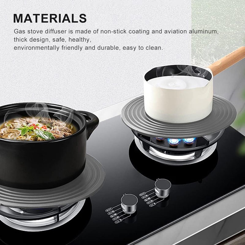 Calidaka Heat Diffuser - 9/11inch Aluminum Induction Diffuser, Flame Guard Simmer Ring, Non-Stick Hob Ring for Gas Stove, Glass Cooktop, Coffee, Milk - Image 3