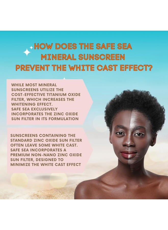 Safe Sea Zinc Oxide Sunscreen SPF50 | Clear Mineral Face Sunscreen Without White Cast | Anti-Jellyfish Sting Protective Lotion | Coral Reef Safe | Travel Size - 2Oz (60ml), Pack of 2 - Image 3