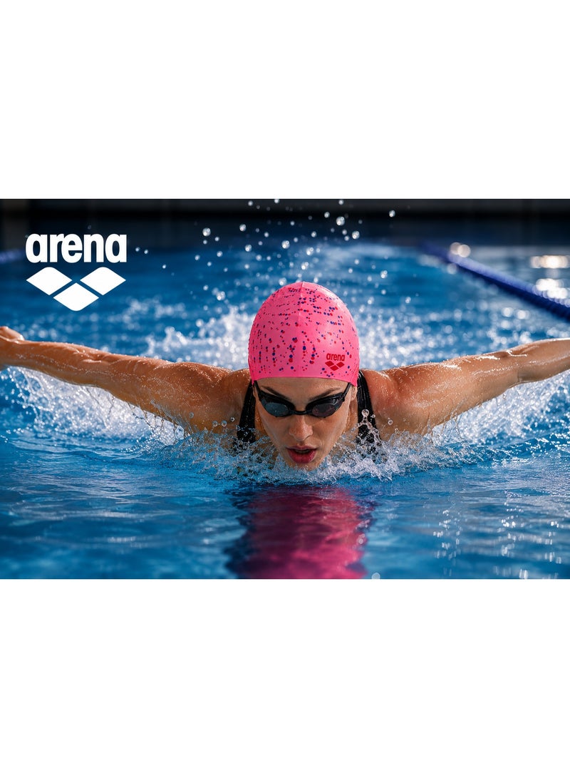 ارينا بونيه سباحة Arena سيليكون بنقشة نقاط ملونة – لون وردي - Image 5