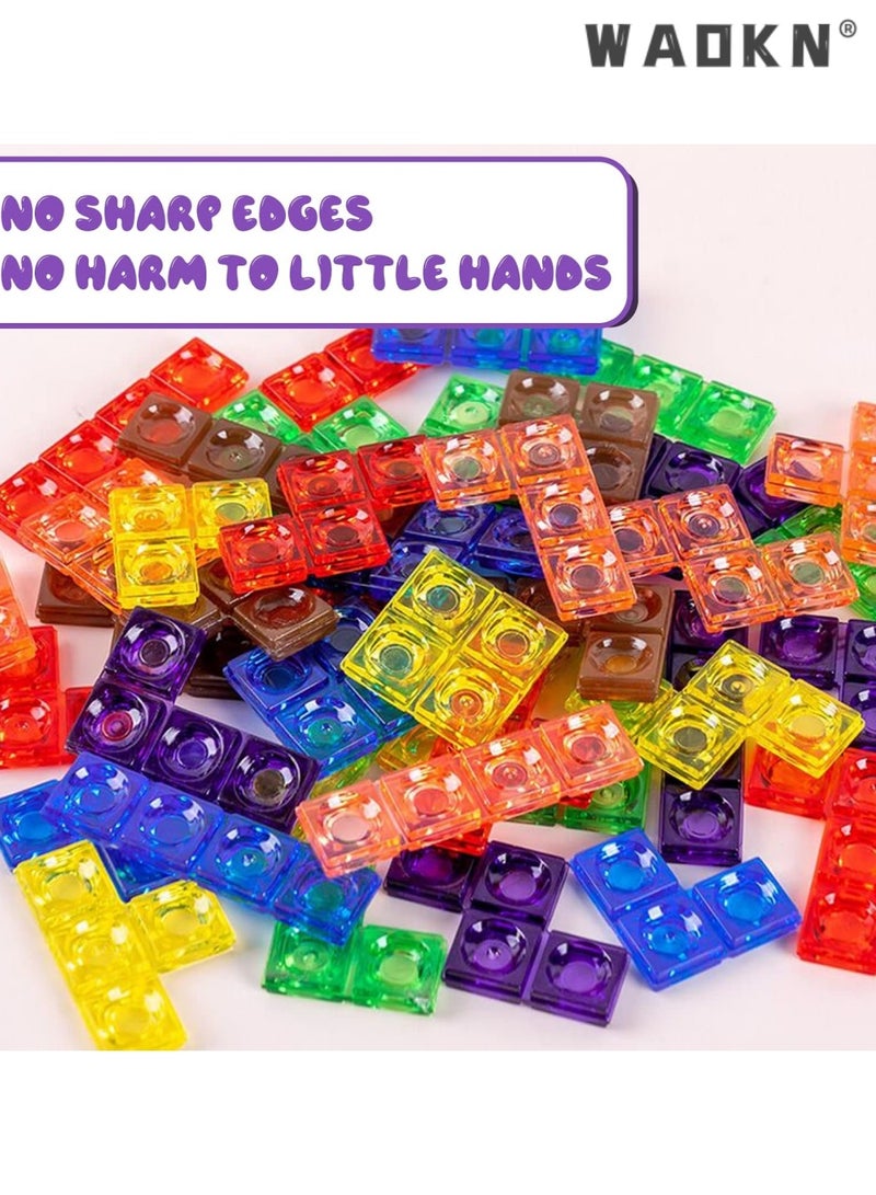 WAOKN Russian Blocks Puzzle Brain Teasers Toy Intelligent Colorful 3D Plastic Blocks Game with Vertical Wooden Frame Game Board, Tangram Educational Montessori Toys Gift for Kids Age 4-8 Years Old  - Image 3