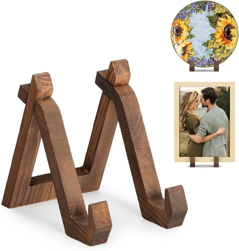 Excefore Plate Display Stand, Cookbook Stand for Kitchen, 6-Inch Wood Plate Holder, Decorative Table Top Easels for Display, for Displaying Decorative Picture Frames, Dishes, Photos, Plaques, Platters - Image 1