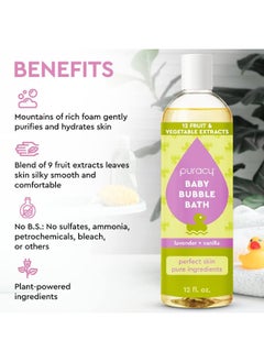 puracy Puracy Bubble Bath for Children, Gently Scented with Real Lavender & Vanilla, 98.75% Natural Baby Bubble Bath, Plant-Based Moisturizers for All Skin Types, Tear-Free for Daily Use, 12 Fl Oz  - Image 2