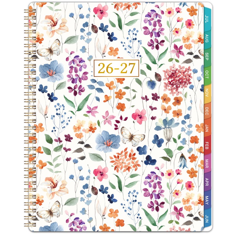Indeme Planner 2026-2027 - Academic Planner 2026-2027, July 2026 - June 2027, 11â€ x 8.5â€, Weekly and Monthly Planner, Calendar Planner, Colorful Tabs, Back Pocket, Holidays - Wildflowers - Image 1