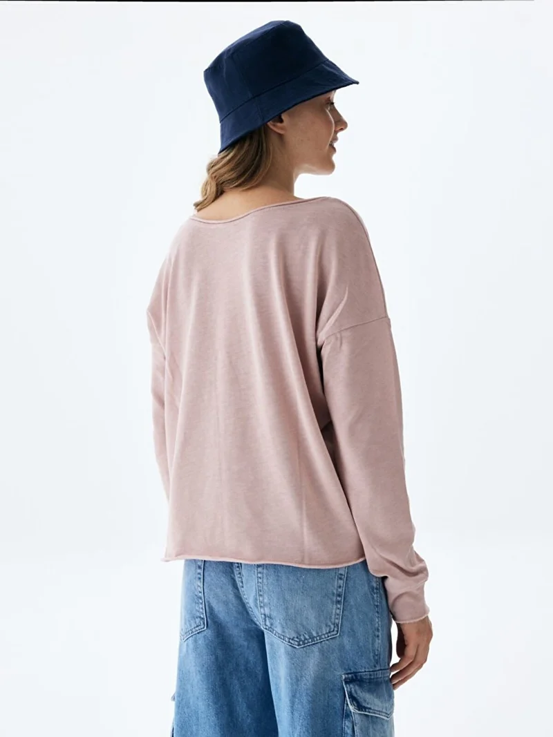 ال تي بي Cut Wide Collar Faded Look Lilac Sweatshirt
