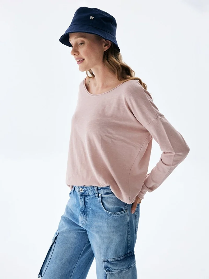 ال تي بي Cut Wide Collar Faded Look Lilac Sweatshirt