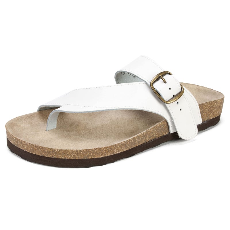 WHITE MOUNTAIN Shoes Carly Women's Flat Sandal, White/Leather, 9 M - Image 1