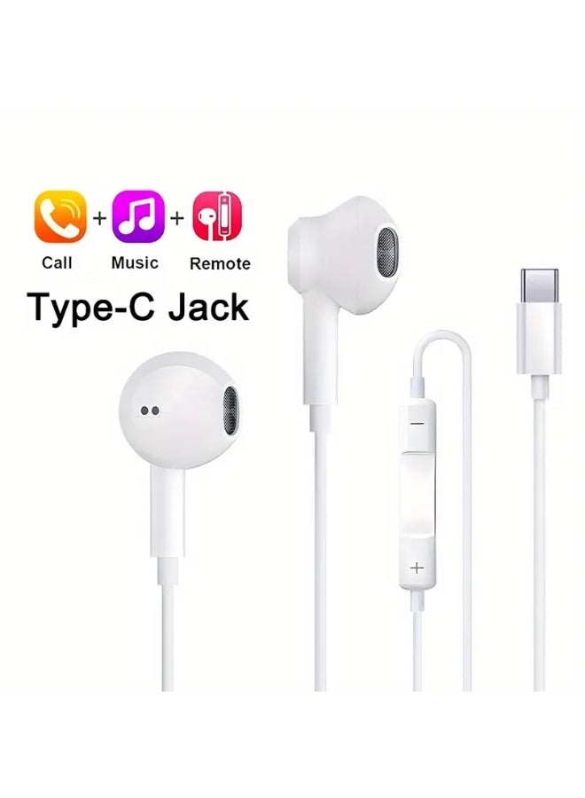 Arabash Type-C In-Ear Headphones - Noise Isolation, Stereo Sound, Volume Control, Compatible with iPhone 15, Samsung, and Most USB-C Devices, Gaming Headphones for Mobile and PC, Noise Isolation Headphones - Image 1