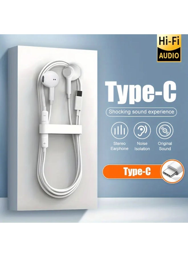 Arabash Type-C In-Ear Headphones - Noise Isolation, Stereo Sound, Volume Control, Compatible with iPhone 15, Samsung, and Most USB-C Devices, Gaming Headphones for Mobile and PC, Noise Isolation Headphones - Image 2