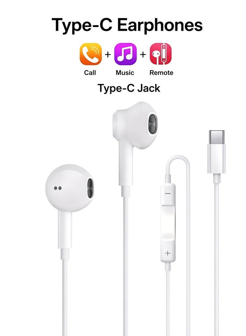 Type-C In-Ear Headphones - Noise Isolation, Stereo Sound, Volume Control, Compatible with iPhone 15, Samsung, and Most USB-C Devices, Gaming Headphones for Mobile and PC, Noise Isolation Headphones - Image 1