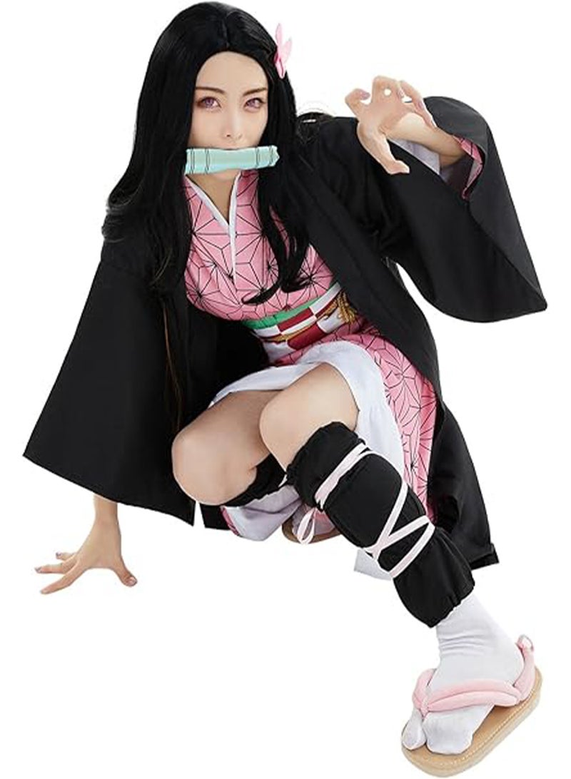 Demon Slayer Kamado Nezuko Cosplay Halloween Costume Slayer Anime Cosplay Kimono Outfit Costume for Women ﻿ - Image 4