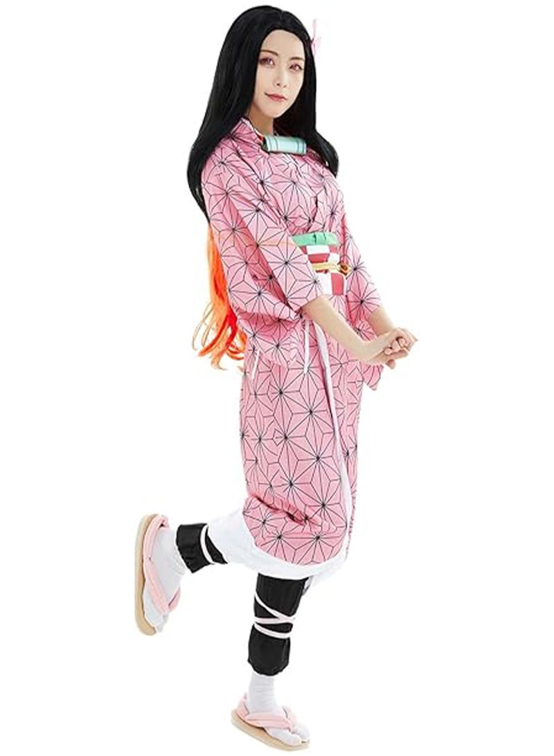Demon Slayer Kamado Nezuko Cosplay Halloween Costume Slayer Anime Cosplay Kimono Outfit Costume for Women ﻿ - Image 3