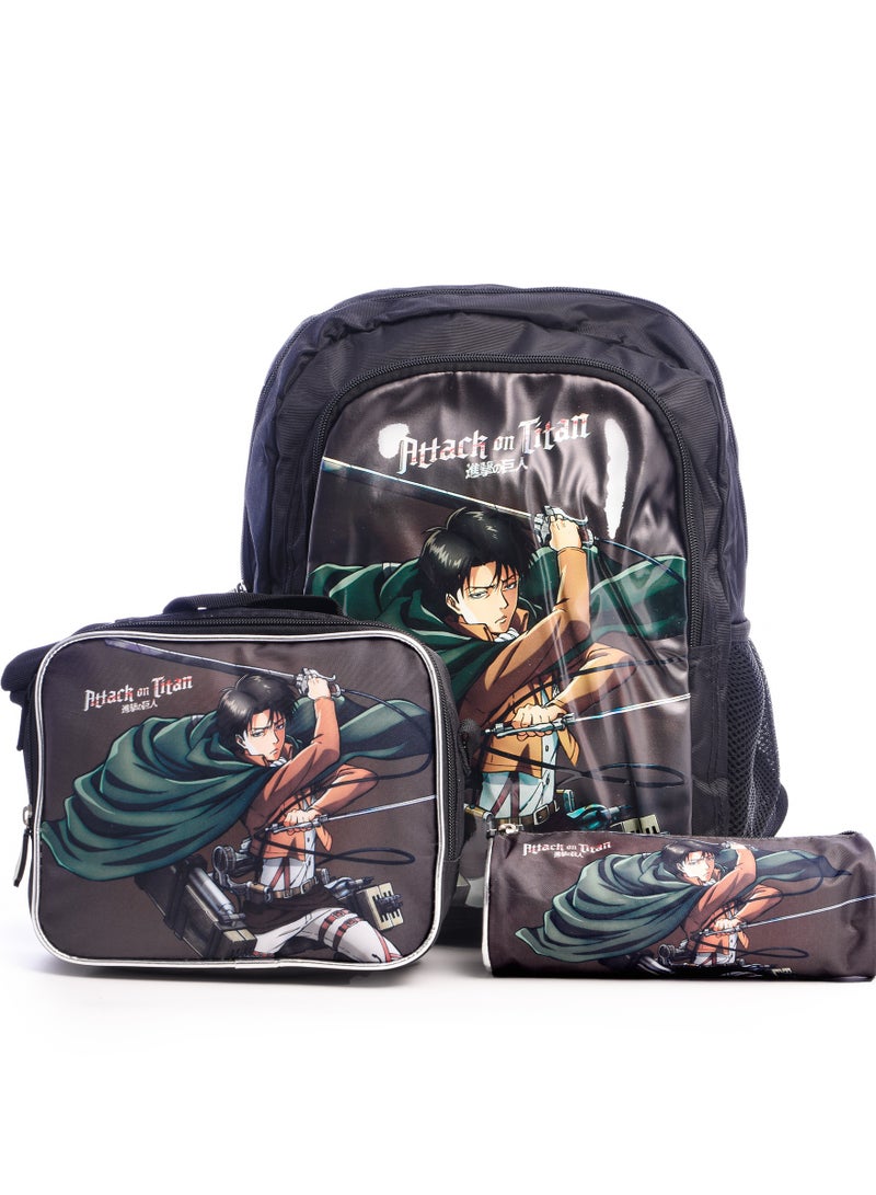 Attack on Titan School Bag - Backpack with Lunch Bag and Pencil Case - Image 1