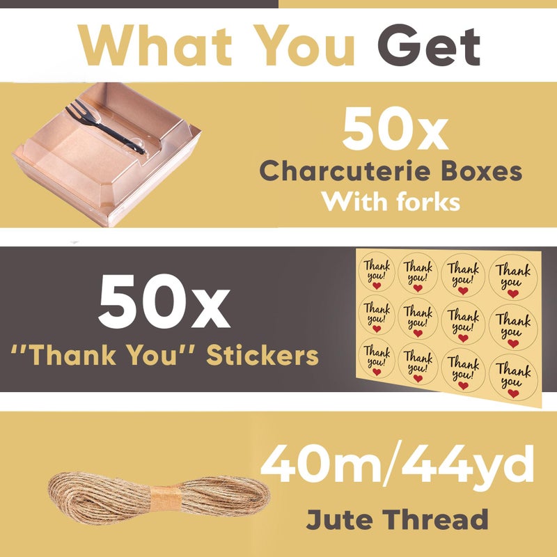 Leafiew 50 Pack Small Individual Charcuterie Boxes with Clear Lids and Forks - To Go Paper Mini Charcuterie Box, Disposable Food Containers, 5Inch Dessert Boxes for Cookie, Cake Slice, Strawberries - Image 3