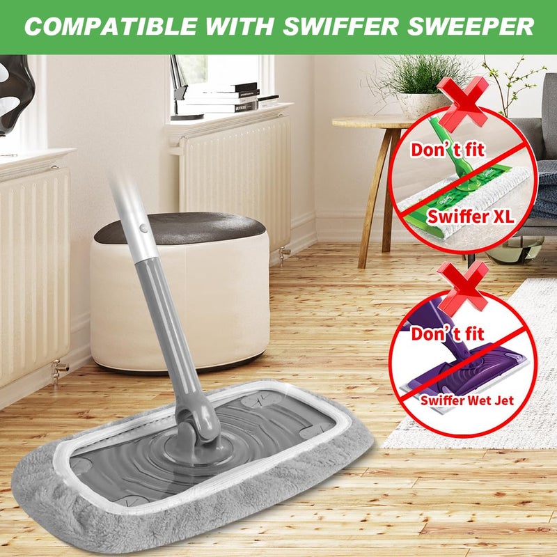 YSYONM Reusable Microfiber Mop Pads Dry Sweeping Cloths Compatible with Swiffer Sweeper Mop Wet Mopping Cloths Refill for Mopping Floors (4 Pack, Mop is not Included) - Image 2