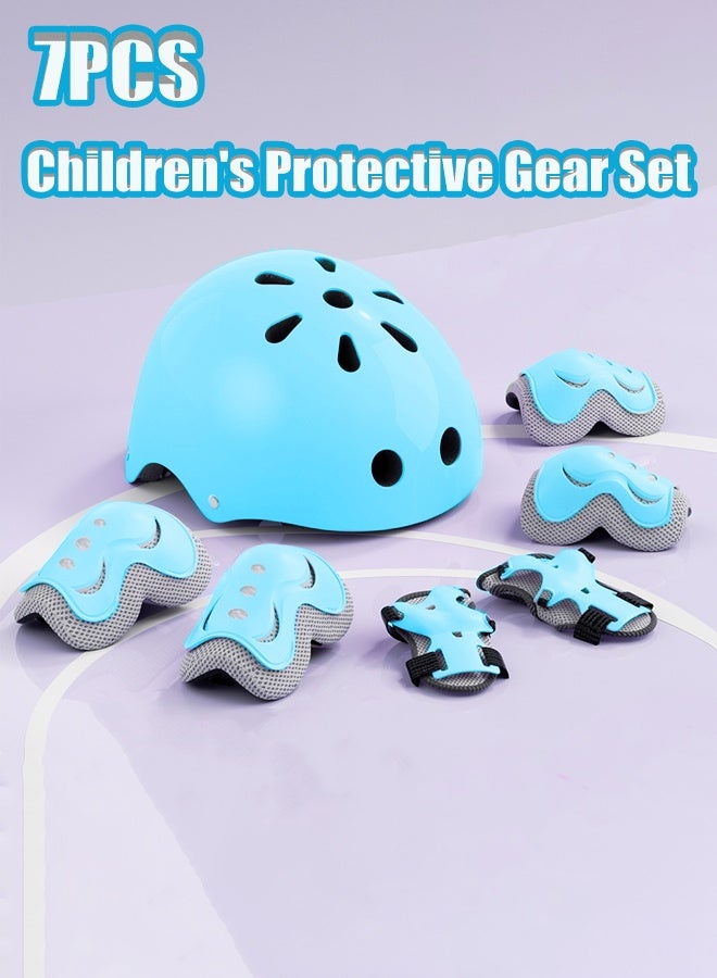 7-piece children's outdoor sports protective gear set Safety helmet set Children's roller skating equipment Children's cycling equipment set Children's sports anti-fall protective gear Suitable for children aged 2-6 - Image 1
