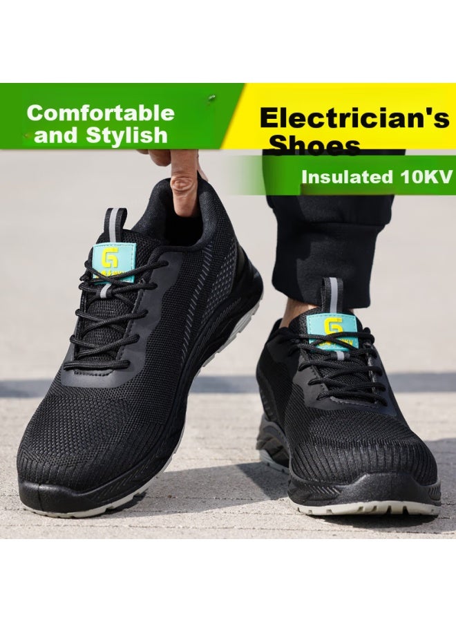 JUNBU Men'S Summer Breathable Electrician Insulated Anti-Smashing Anti-Stab Lightweight Safety Work Shoes F093 Size 45 - Image 5