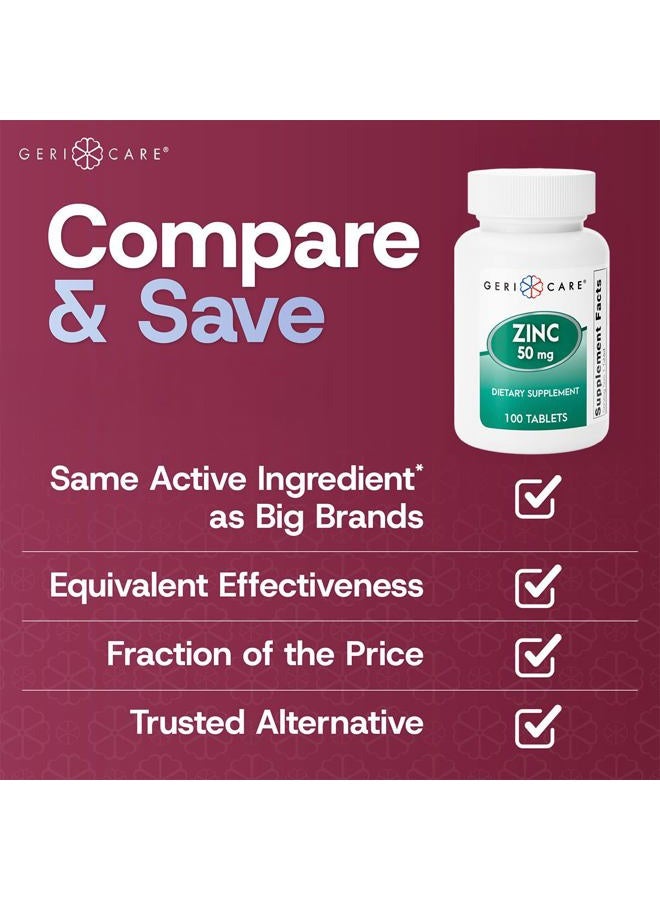 GeriCare Zinc Sulfate Tablets 220mg by | Dietary Supplement | 100 Count Bottle, 2-Pack - Image 4
