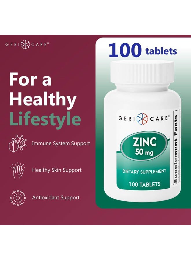 GeriCare Zinc Sulfate Tablets 220mg by | Dietary Supplement | 100 Count Bottle, 2-Pack - Image 2