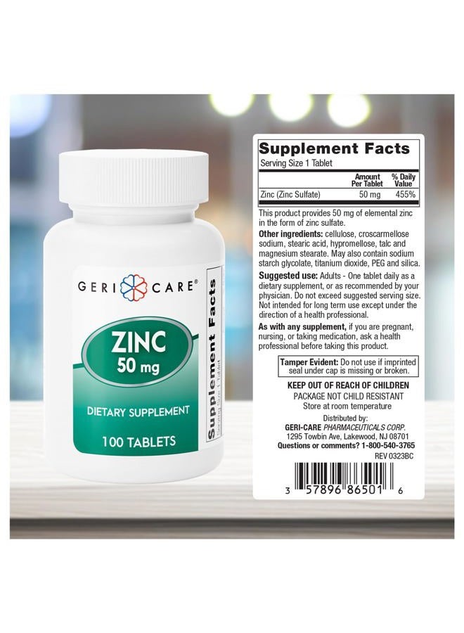 GeriCare Zinc Sulfate Tablets 220mg by | Dietary Supplement | 100 Count Bottle, 2-Pack - Image 3