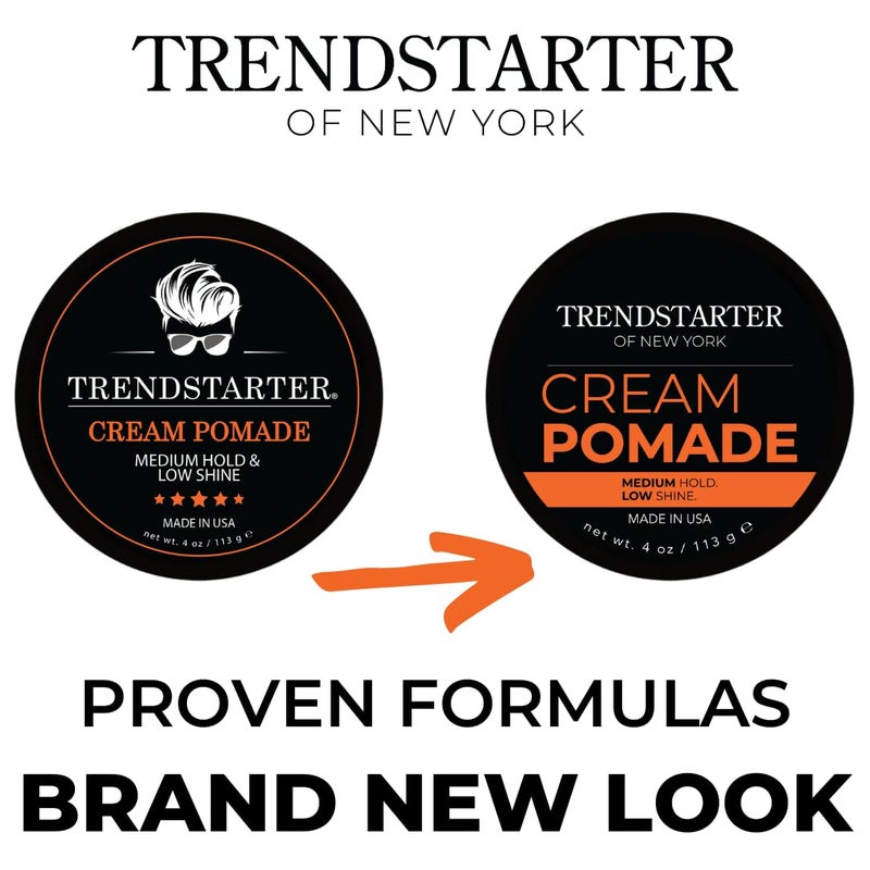 TRENDSTARTER - CREAM POMADE (4oz) - Medium Hold - Low Shine - Water-Based All-Day Hold Premium Hair Styling Putty Products - Image 2