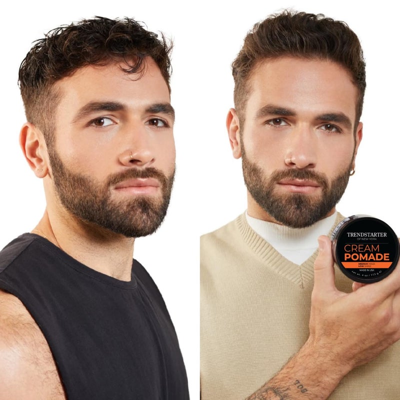 TRENDSTARTER - CREAM POMADE (4oz) - Medium Hold - Low Shine - Water-Based All-Day Hold Premium Hair Styling Putty Products - Image 3